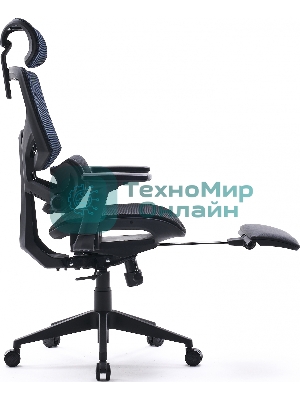 Кресло Cactus CS-CHR-MC01-BLBK синий, сетка, подголовник, подставка для ног