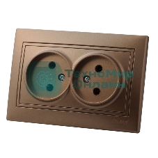 Розетка 2-м СП Мира 16А IP20 без заземл. керам. свет. корич. перламутр LEZARD 701-3131-128