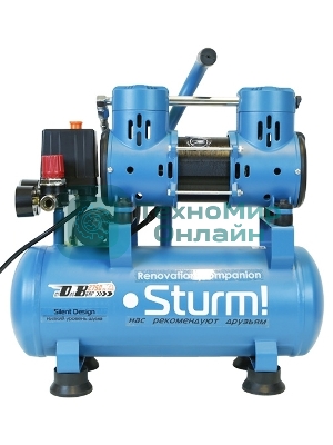 Компрессор воздуш Sturm! AC93210OL.безмасл.бесшумн. 900Вт,10л,2750об/мин,180л/мин,8бар