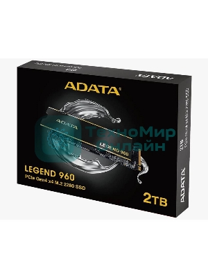 Накопитель SSD ADATA LEGEND 960, 2Tb, PCIe 4.0 x4, M.2 2280, NVMe, R/W 7400/6800, с радиатором