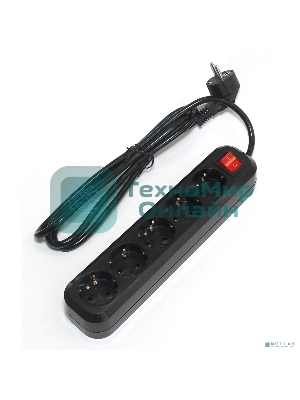 Сетевой фильтр 5bites SP5B-330 5S, 3*1.5 мм2, 16A, ABS, 3M, черный