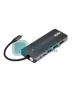 USB-концентратор HIPER Docking station USB-C HUB 11in1 (1*USB-C 100W PD, 1*HDMI 4K@60Hz, 2*DP 4K@60Hz, 2*USB-A 3.0 (5Gbps data), 1*USB-C 3.0 (5Gbps data), 1*microSD, 1*SD, 1*3.5мм audio, 1*RJ45 GB)
