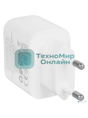 Сетевое зарядное устройство BOROFONE BAS45A/Сетевое ЗУ/PD + QC 3.0/2 USB: Type-C + Type-A/Выход: 30W + 18W/White