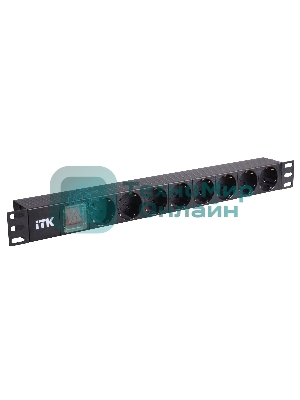 Блок розеток 19 (8шт)PDU с LED выкл.алюм.профиль 1U шнур 2м вилка DIN49440 (нем.станд.) PH12-8D1 ITK