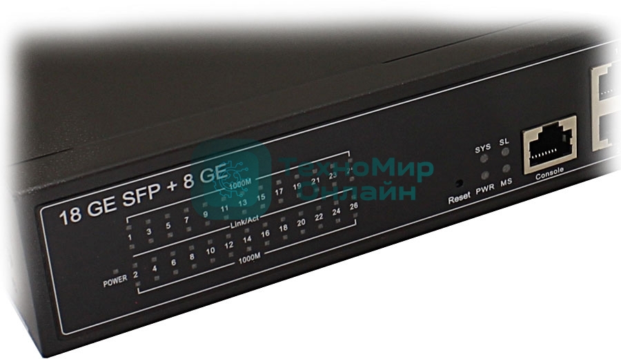 Коммутатор Osnovo Управляемый (L2+) гигабитный коммутатор, 18*SFP 1000 Base-X, 8 *10/100/1000 Base-T