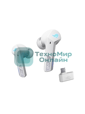 Гарнитура ASUS ROG Cetra True Wireless SpeedNova белый, беспроводная, радиоканал, до 26 ч, совместимость с PS5