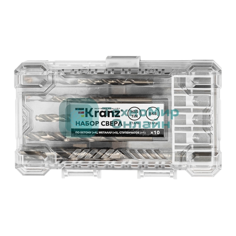 Набор сверл комбинированный, 10 предметов KRANZ