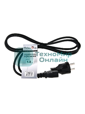 Кабель компьютер - розетка 1,5 м 220V (Европейский стандарт) VCOM/TELECOM