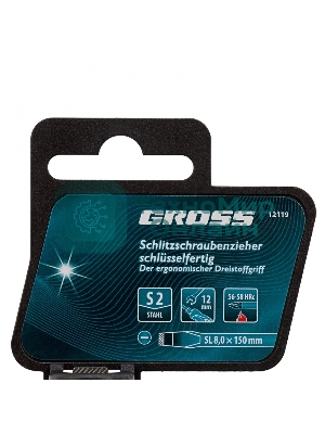 Отвертка Gross 12119 SL8,0 x 150 мм S2, трехкомпонентная рукоятка