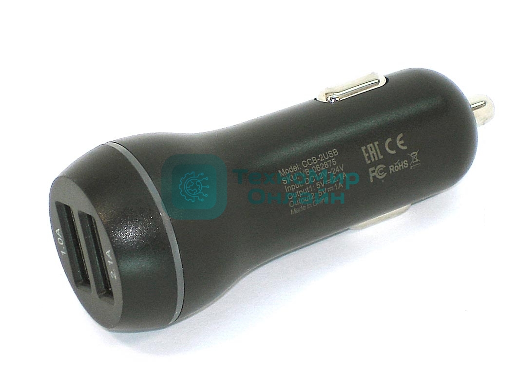 Автомобильное зарядное устройство AMPERIN CCB-2USB USB 1 DC 5V/2.1A USB 2 5V/1A Черный