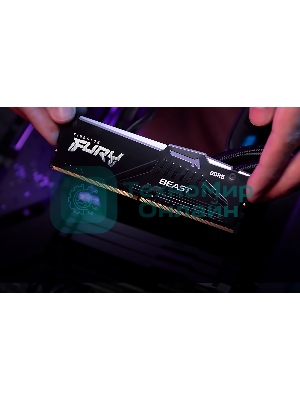 Оперативная память Kingston Fury Beast, DDR5, 16Gb (1x16Gb), 6000MHz, CL30, DIMM, с радиатором, RGB, черный