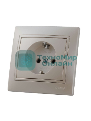 Розетка 1-м СП Мира керам. с заземл. жемчуж. белый перламутр Lezard 701-3030-122