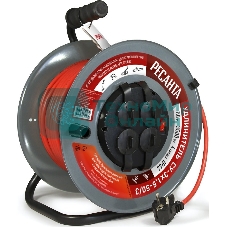 Удлинитель силовой Ресанта СУ-3х1,5-50/3 (61/118/8) 2x1.0кв.мм 4розет. 40м ПВС катушка серый