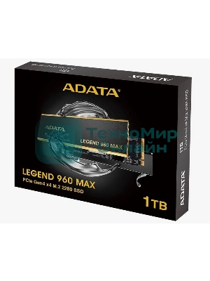 Накопитель SSD ADATA LEGEND 960 MAX, 1Tb, PCIe 4.0 x4, M.2 2280, NVMe, R/W 7400/6000, с радиатором