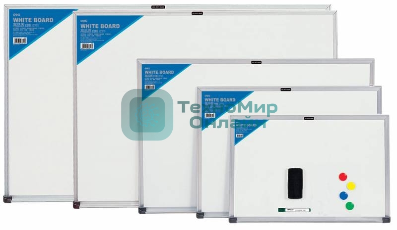 Демонстрационная доска Deli E7816 магнитно-маркерная, лак, 60х90 см белый с аксессуарами