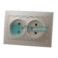 Розетка 2-м СП Мира 16А IP20 без заземл. керам. жемчуж. белый перламутр LEZARD 701-3030-128