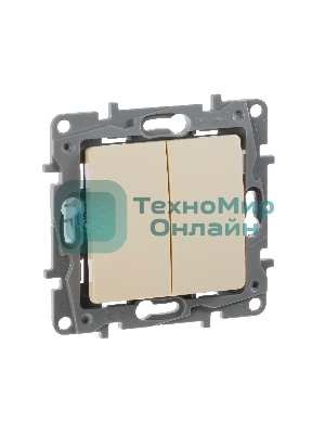 Механизм выключателя 2-кл. СП Etika 10АX безвинт. зажимы сл. кость Legrand 672302