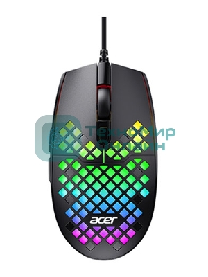Мышь проводная Acer OMW134 черный, 3200 dpi, USB, кнопки - 6