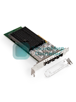 Сетевой адаптер ExeGate EXE-X710-4SFP+ (PCI-E x8 v.3, порты 4x SFP+, Quad 10Gb/s, Server NIC Chipset Intel FTXL710)