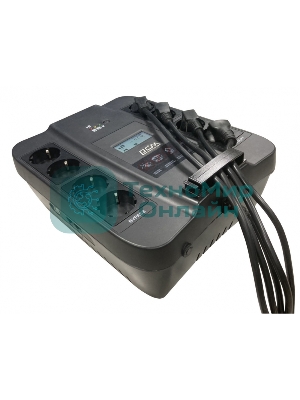 Источник бесперебойного питания Powercom Back-UPS SPIDER, Line-Interactive, LCD, AVR, 1100VA/605W, Schuko, USB, черный (1452054)