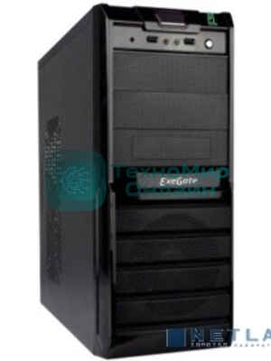 Компьютерный корпус ExeGate EX278395RUS Miditower ExeGate XP-329S Black, ATX, (XP350, Black,120мм), 2хUSB, Audio