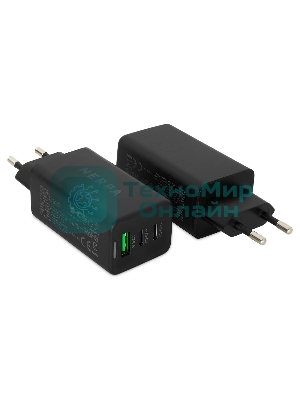 Сетевое зарядное устройство NERPA PD333CBX 65W GaN PD+QC3.0, 2xUSB-C, 1xUSB-A, USB-C - USB-C 100W cable 1.5m черный, EU plug, BOX