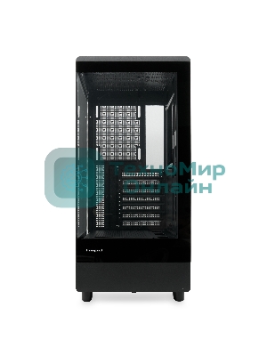 Компьютерный корпус без блока питания HSPD F510, Panoramic Mid Tower, черный, TG, 0.5 SPCC, no fans ATX, mATX, mITX 180/280/160мм 1x2.5