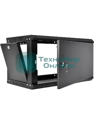 Шкаф телекоммуникационный настенный разборный ЦМО ЭКОНОМ 6U (600 x 350) дверь металл, черный (ШРН-Э-6.350.1-9005)