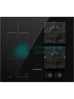 Комбинированная варочная панель Kuppersberg, индукция/газ, High-Tech, 59 см, 9 уровней мощности, блокировка управления, автоматическое отключение, таймер, Booster, слайдерное/механическое управление, черный