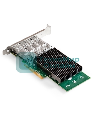 Сетевой адаптер ExeGate EXE-X710-4SFP+ (PCI-E x8 v.3, порты 4x SFP+, Quad 10Gb/s, Server NIC Chipset Intel FTXL710)