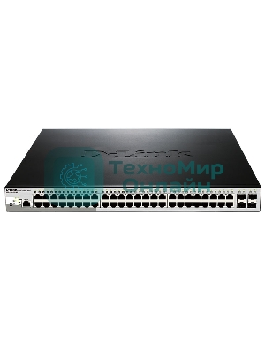 Коммутатор D-Link DGS-1210-52P/ME/B1A, L2 Managed Switch with 48 10/100/1000Base-T ports and 4 1000Base-X SFP ports (8 PoE ports 802.3af/802.3at (30 W), 16 PoE ports 802.3af (15,4 W), PoE Budget 193 W). 16K Mac