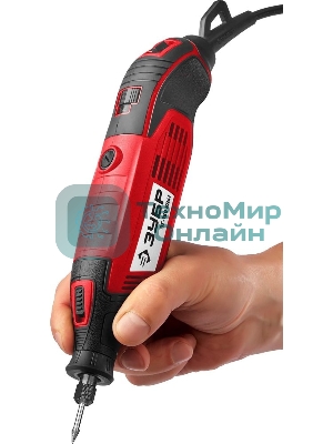 Прямошлифовальная машина (гравер) Зубр ЗГ-160 КН41, 220В, 160 Вт, 3.2 мм, 15000-35000 об/мин, набор насадок, цанг и державок, гибкий вал, штатив, 41 предмет, кейс