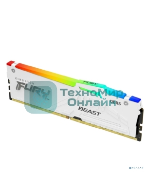 Оперативная память Kingston Fury Beast, DDR5, 32Gb (1x32Gb), 6000MHz, CL36, DIMM, радиатор, RGb, белый
