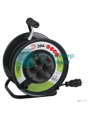 Удлинитель силовой RMx-4es-3x1.5-50m-IP44(KG) на метал. катушке с/з 4 гнезда 50 м КГ 3х1.5 Эра