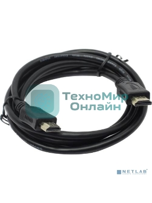 Кабель HDMI C-HM-HM-1.8M Wize, 1.8 м, v.2.0, 19M/19M, позол.разъемы, экран, черный, пакет