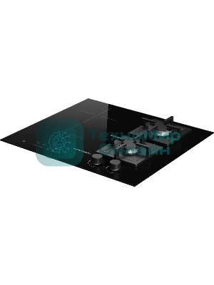Комбинированная варочная панель Kuppersberg, индукция/газ, High-Tech, 59 см, 9 уровней мощности, блокировка управления, автоматическое отключение, таймер, Booster, слайдерное/механическое управление, черный
