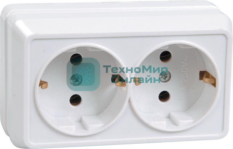 Розетка IEK ERO21-K33-16-DC РС22-3-ОКм 2местн. с з/к 16А откр.уст. ОКТАВА (кремовый)