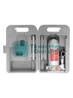 Домкрат гидравлический бутылочный Matrix, 5 т, h подъема 197–382 мм, в пласт. кейсе