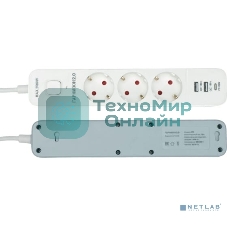 Сетевой фильтр Гарнизон EPS-3-CU2-W-2 2.0 Мультипорт 3 р, 10А, 1xType-C PD, 2 х USB QC, 2 м, ур.защиты 2+, белый, пак (21448)