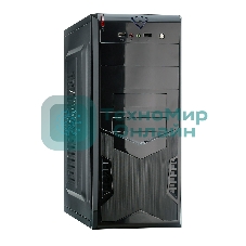 Компьютерный корпус Miditower ExeGate CP-604 Black, ATX, (без БП), 2хUSB, Audio