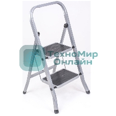 Стремянка стальная КЛАСС ПЛЮС, 2 ШИРОКИЕ СТУПЕНИ 20х30 см, верхняя площадка 45 см, до 120 кг, 123302