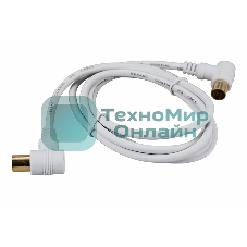 Шнур Rexant ТВ гнездо - ТВ штекер, угловой, 1,5 м, белый