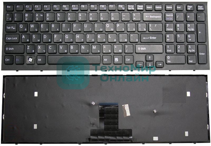 Клавиатура для ноутбука Sony Vaio VPC-EB черная с черной рамкой