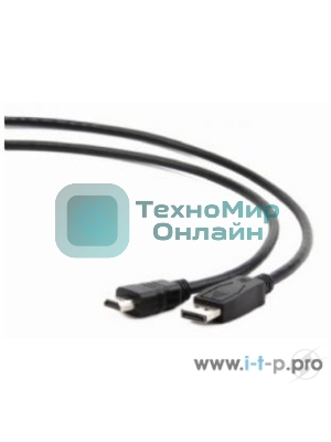 Кабель Cablexpert DisplayPort->HDMI, 10м, 20M/19M, черный, экран, пакет