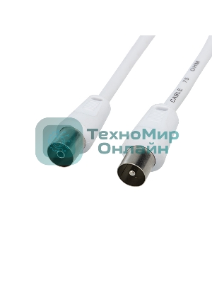 Шнур Rexant ТВ гнездо - ТВ штекер, длина 1,5 метра, белый