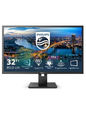 Монитор 31.5'' Philips 325B1L 16:9 2560х1440(WQHD) IPS, nonGLARE, 250cd/m2, H178°/V178°, 1200:1, 50M:1, 1.07B, 4ms, VGA, 2xHDMI, DP, USB-Hub, Height adj, Pivot, Tilt, Swivel, Speakers, 3Y, Black