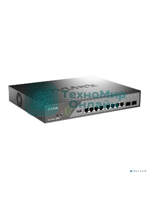 Коммутатор сетевой Smart L2 Surveillance Switch 8х1000Base-T PoE 802.3bt 90W, 2x1000Base-X SFP, PoE Budget 242W, Long-range PoE up to 250m