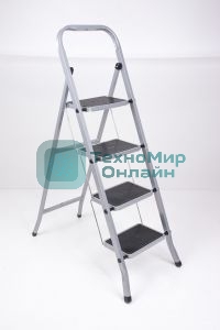 Стремянка стальная КЛАСС ПЛЮС, 4 ШИРОКИЕ СТУПЕНИ 20х30 см, верхняя площадка 91 см, до 120 кг, 123304