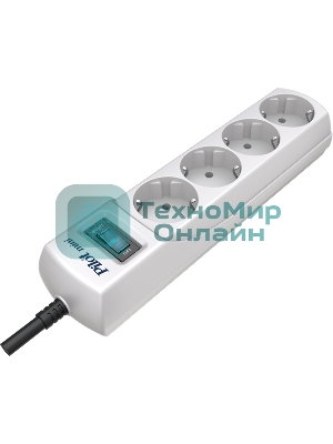 Сетевой фильтр Pilot mini 10 м, 4 розетки, белый, коробка