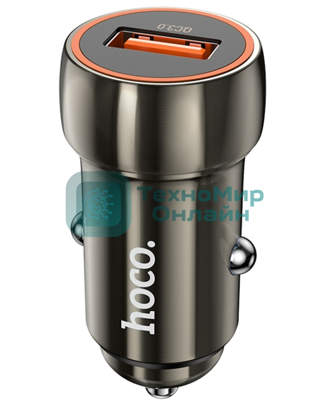 Автомобильная зарядка HOCO Z46 Blue shield, 1xUSB, 18W, серый металлик